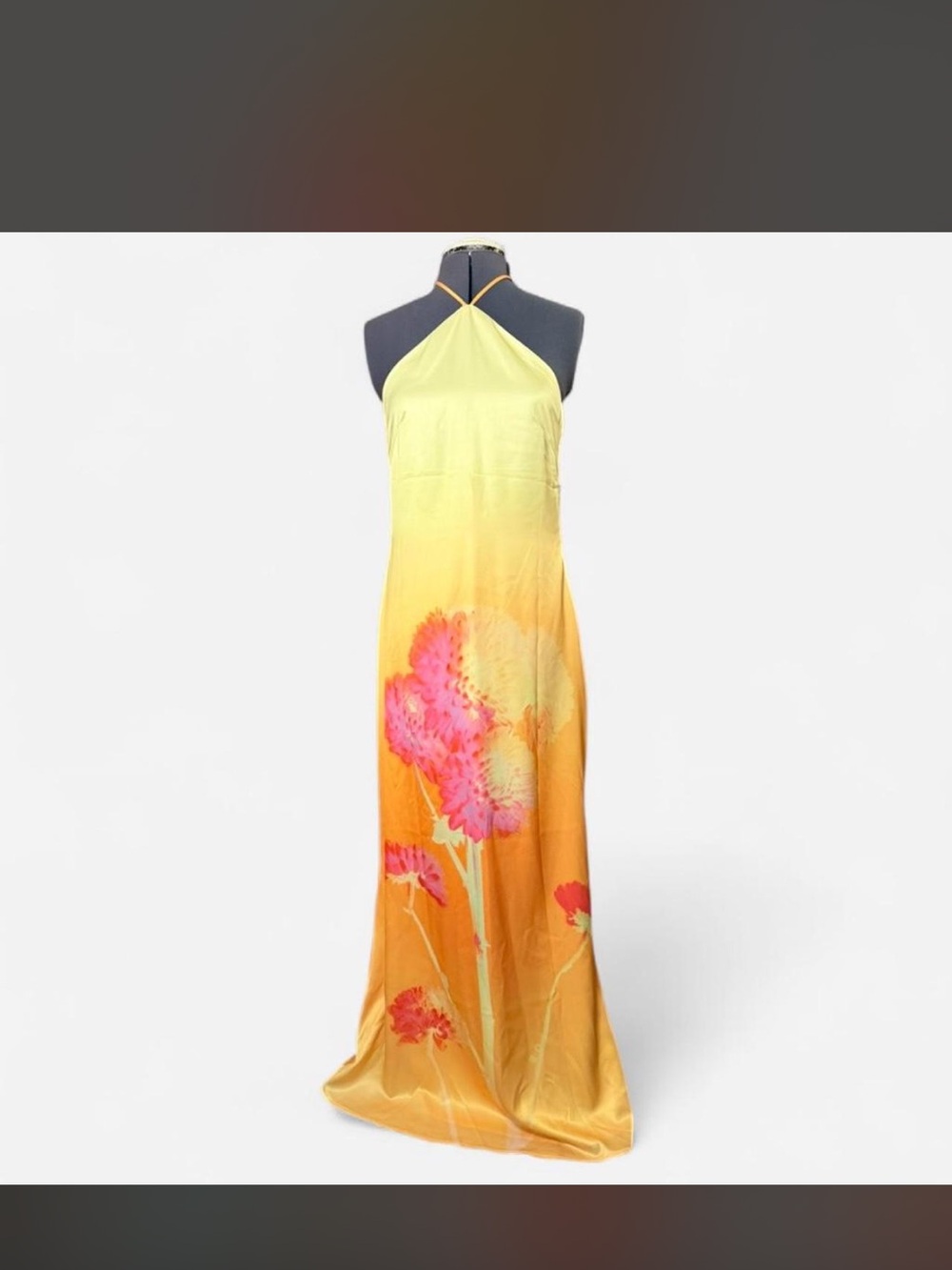 Peppermayo Yellow/Orange/Pink Halter Maxi Dress - Picture 3 of 7